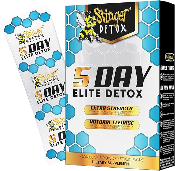 Stinger Detox 5-Day Elite Detox Extra Strength Cleanse | 5 Stick Packs | Over 15 Organic Vegetables & Plant-Based Ingredients | All Natural, GMO-Free & Vegan-Safe