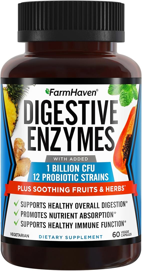 FarmHaven Digestive Enzymes with 18 Probiotics & Herbs, 60 Capsules