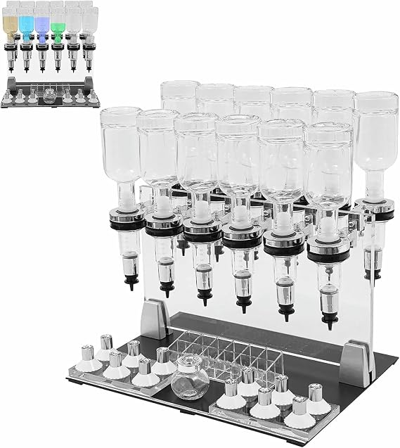 12-Bottle Manual Perfume Dispenser, Desktop Liquid Filler,Manual Liquid Filling Machine Transfer Tools Kit for Studio Salon Bar Stores