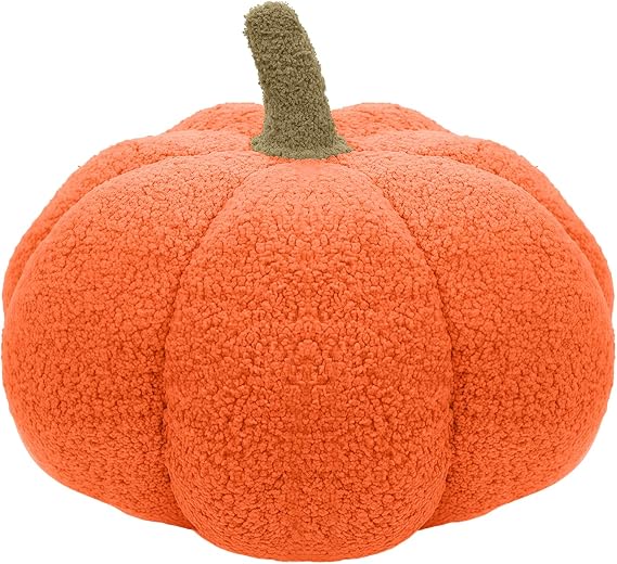 Orange Pumpkin Decoration Simulated Plush Pumpkin Throw Pillow Pumpkin Shaped Pillow Cushion Halloween Sofa Throw for Sofa Bedroom Halloween Thanksgiving