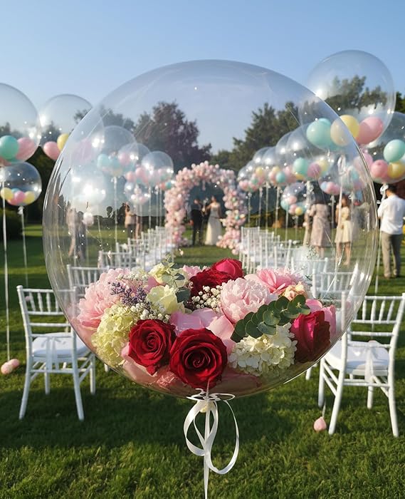 15PCS 20"/30" Large Bubble Bobo Balloons set, Globos Burbuja De Pulgadas Transparente, Clear Bubbles Balloon