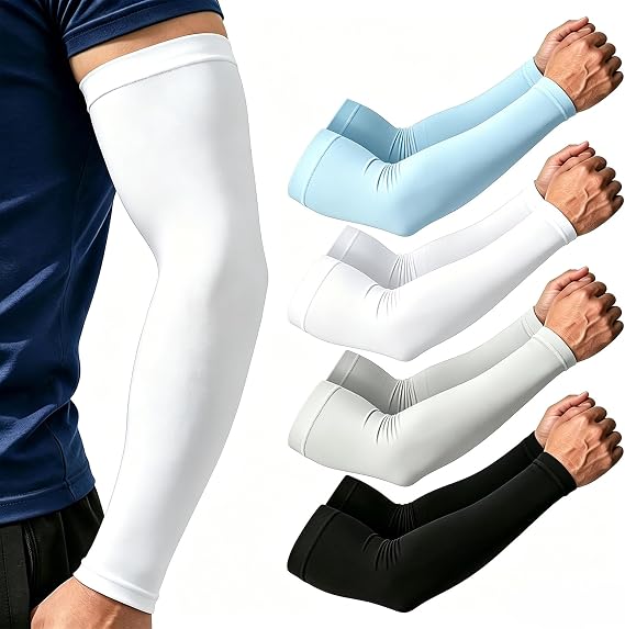 NOVEINN 4 Pairs Arm Sleeves for Men Women, UPF 50 UV Sun Protection, Cooling Compression Sleeves for Outdoor Sports