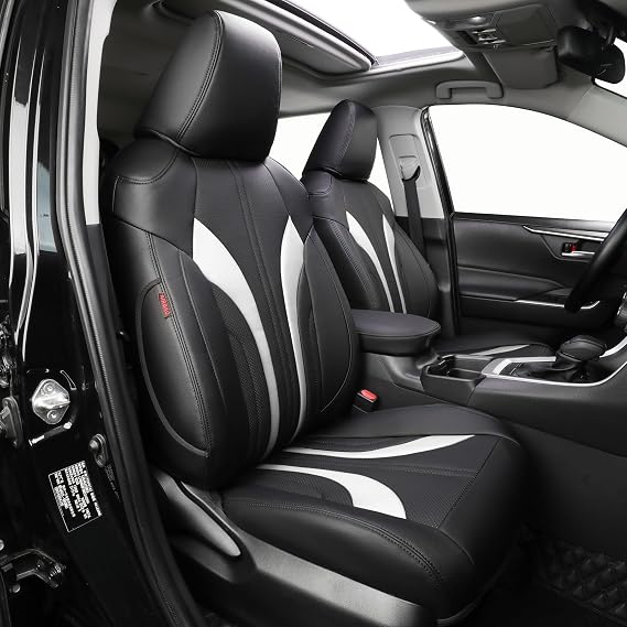 EKR Model 3 Seat Covers for Tesla Model 3 2024 2025 Long Range/Base(Not for Performance), SUV Seat Cover Full Set,Factory-Style Interior Upgrade,Easy-Wipe Protection,Leatherette(Black/White)