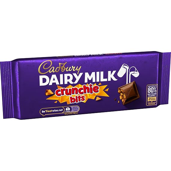 Cadbury Dairy Milk Crunchie Bar, Milk Chocolate Bar With Honeycomb Pieces, 180 g (Pack of 1)