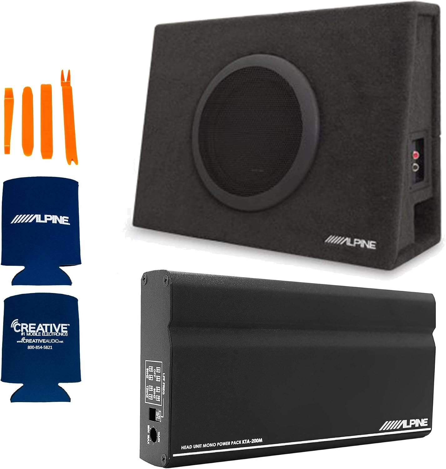 Alpine KTA-200M Mono Power Pack Amp with Alpine SBT-S10V 10 Loaded Subwoofer Truck Enclosure