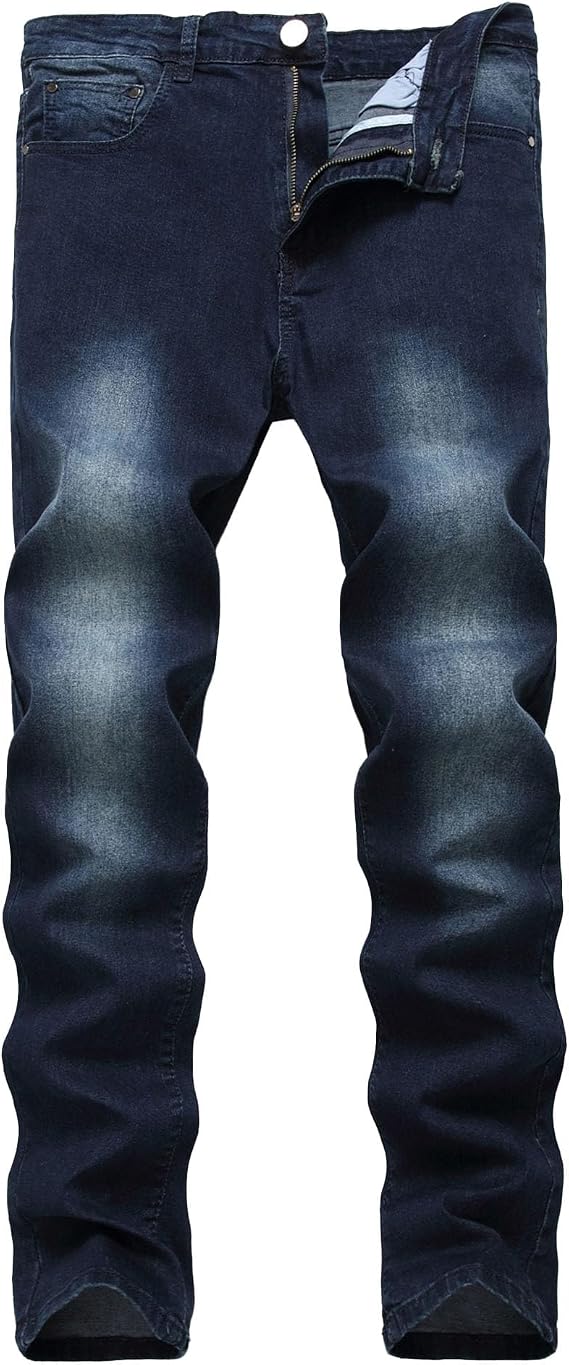 Men's Fashion Design Streetswear Denim Pant Casual Flex Waist Skinny Jeans Slim Straight Leg Jeggings (Dark Blue,40)