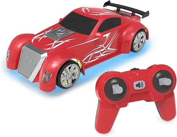 Driven by Battat RC Sports Car Flux, Lights and Sounds, Red Toy, Trucks | Remote control sports car with lights, sounds, underglow, 1 car and 1 remote control included, fully assembled, Red, 5+ Years