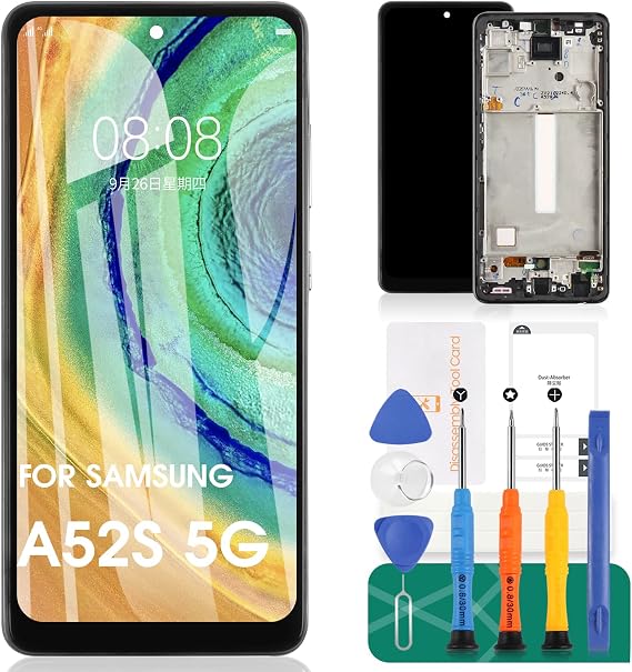 INCELL for Samsung Galaxy A52S 5G Screen Replacement for Galaxy A52S 5G LCD Display for SM-A528B, SM-A528B/DS Digitizer Touch Screen Assembly Repair Part with Frame (No Fingerprint
