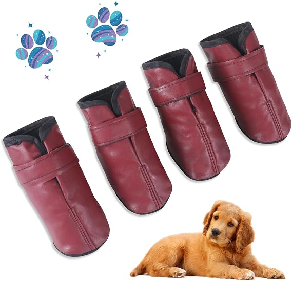 Dog Shoes for Large Dogs, Medium Dog Boots & Paw Protectors for Hardwood Floors, Outdoor Dog Booties for Hot Pavement Winter Snow Hiking with Rugged Anti-Slip Sole and Waterproof Pet Clothing