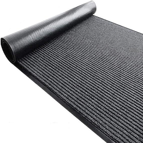 Nisorpa Commercial Grade Door Floor Mat 3' x 10' Brush Step Entrance Mat Non Slip Backing Heavy Duty Entryway Doormat Home Office Indoor Outdoor Runner Rugs Hallway Carpet Runner Entrance Mat, Grey