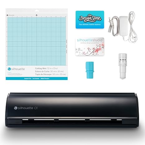 Silhouette America Cameo 5 Alpha  - Smart Cutting Machine for Print & Cut - Quiet Operation with AutoBlade, Studio Software, Cutting Mat- Matte Black (Machine)