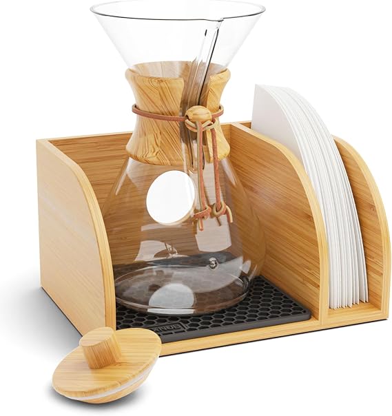HEXNUB Pour Over Caddy with Lid for Chemex Bodum Cosori Coffee Makers Black