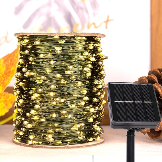 Solar Fairy Lights 40FT 240 LED Solar Garden String Lights Green Wire