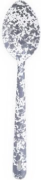 Enamelware Spoon, 12 inch, Grey/White Splatter Single