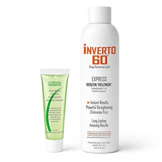 INVERTO 60 Advanced Gel Complex Brazilian Keratin Hair Blowout Treatment Formaldehyde Free Straightening Smoothing and Repairing Damaged Hair Keratin Research (Average Hair-120ml)