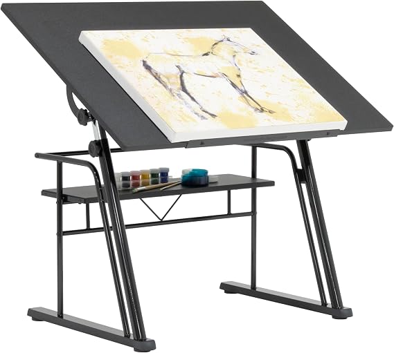 Studio Designs Zenith Drafting Table with Adjustable Height & Angle MDF Work Surface, Modern Artist Workstation for Drawing, Drafting, Sketching & Design