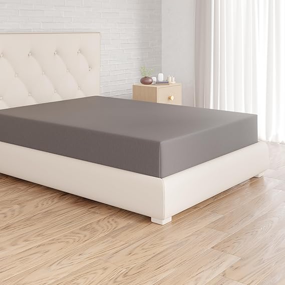 Amazon Basics Jersey Fitted Sheet Dark Grey 90 x 200 cm