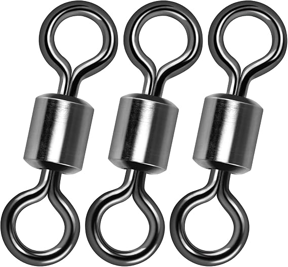 Alwonder Fishing Barrel Swivels, 40 to100-Pack Swivels Fishing Tackle Freshwater Saltwater Swivel Rolling Swivel Heavy Duty Stainless Steel Lures Leaders Line Connectors Terminal Tackle