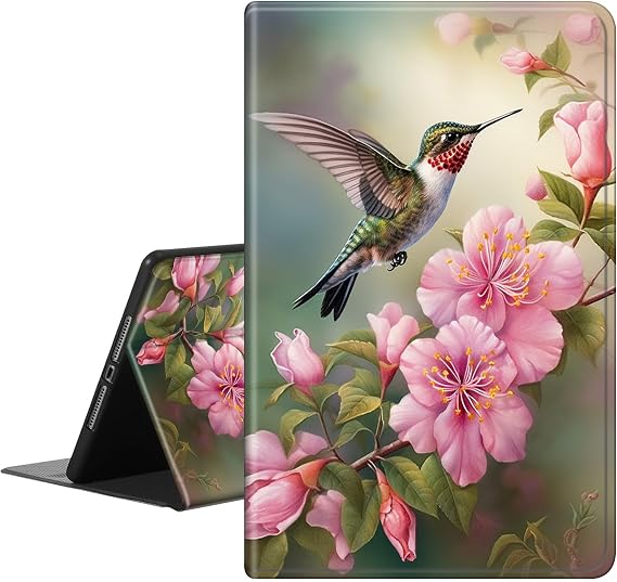 Case for Samsung Galaxy Tab S10 Plus/S9 FE Plus 12.4 Inch Tablet,PU Leather Slim Standing Smart Cover with S-Pen Holder+ Auto Sleep/Wake for Tab S9 Plus,Birds Pink Flowers