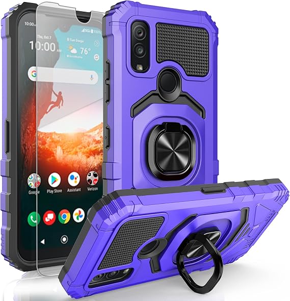 Ailiber for Kyocera DuraSport 5G UW/C6930 Magnetic Stand Case-Purple | Screen Protector, Ring Kickstand Holder, Military-Grade Drop Protection, Build-in Metal for Magnet Car Mount Armor Cover