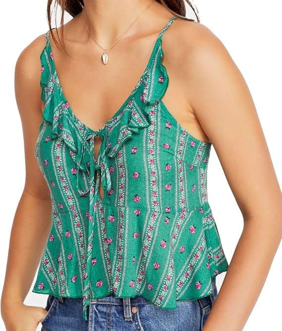 Free People Women's Love to Printed Cami, Green, Large