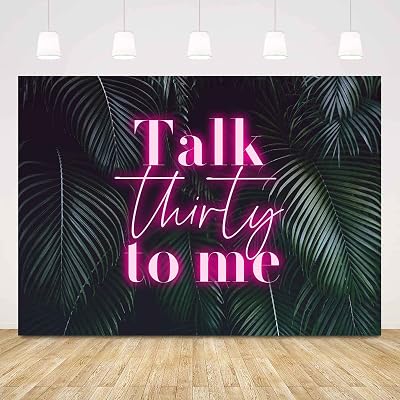 Sensfun Pink Talk Thirty to Me Backdrop for Women Happy 30th Birthday Party Decorations Banner Cheers to 30 Years Palm Leaves Photography Background 7x5ft