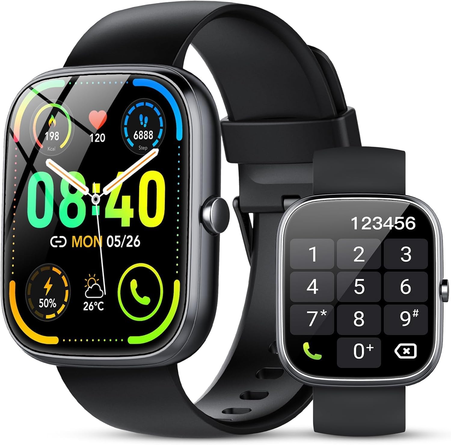 Smartwatch Men Women 1.91 Inch HD Touch Smart Watch with Phone Function 115+ Sports Modes Sports Watch IP68 Fitness Tracker with Heart Rate SpO2 Sleep Monitor Pedometer for Android iOS