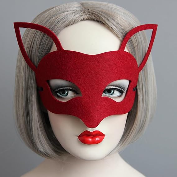 LSHDXD Halloween Mask for Women, Fox Masquerade Half-face Masks With Flower Eye Mask Ball Mask for Halloween Costume Party