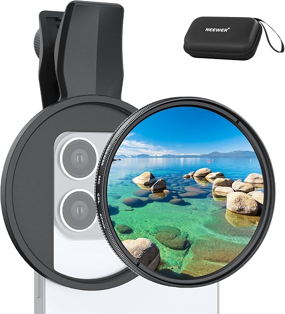 NEEWER 67mm Clip On CPL Filter, Circular Polarizing Polarizer Phone Camera Lens Photography Accessories Kit Compatible with iPhone 17 16 15 Pro Max Plus 16e 14 13 mini, FL-B23