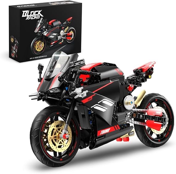 1:8 Motorcycle Building Blocks Set, for Ducadi V4 Motorbike Model