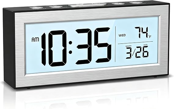 Small Digital Alarm Clock with Temp, Date & Snooze