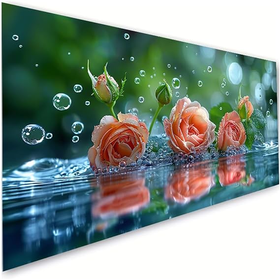 Diamond Art Kits for Adults, 24x48 Inch Large Diamond Painting Landscape Dimond Painting Rose Wall Art Mosaic Kits, DIY Crystal Arts & Crafts