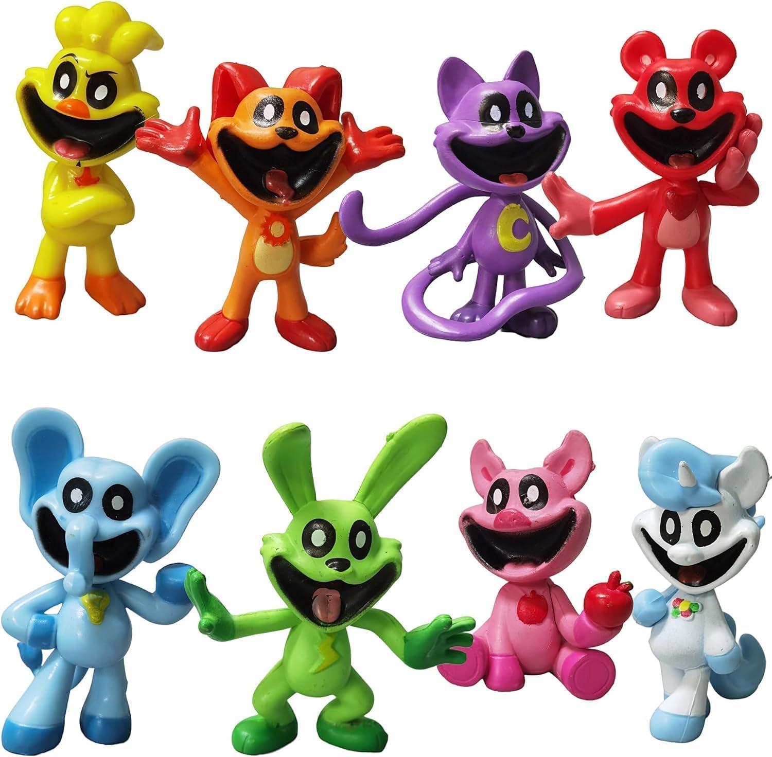 8Pcs Cartoon Smiling Critters Toys Collectibles Smiling Critters Figures Cake Toppers Party Great Gifts for Kids&amp;#39; Birthday Party,Halloween,and Christmas