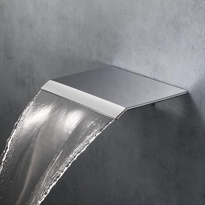 FAUCET Waterfall Tub Spout, Soild Brass Bathtub Spout, 7.8 inch High Flow Bath Spout, Wall Mount Tub Filler Fixtures, Bathroom Sink Faucet,Chrome