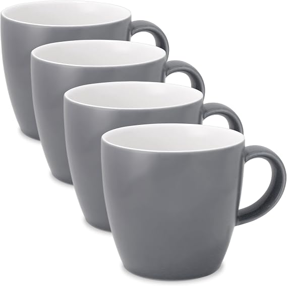 FORLIFE Uni Tea/Coffee Cup with Handle (Set of 4), 11 oz., Gray