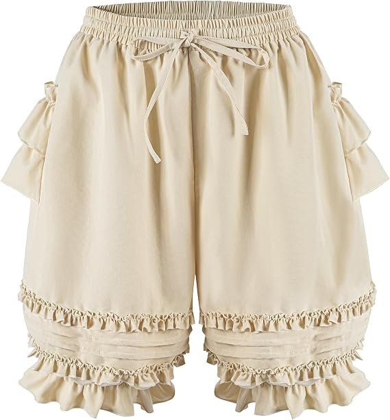 Women Bloomer Victorian Steampunk Bloomers for Women Teen Girls Ruffled Lace Pumpkin Short Pantaloons Underdress