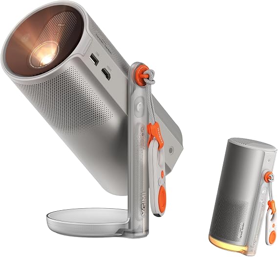 XGIMI MoGo 4 Laser Portable Projector with 4 Filters, 550 ISO Lumens | 360 Built-in Stand, Built-in Battery, 2.5H Movie Time, Google TV with Licensed Netflix, 26W Harman Kardon