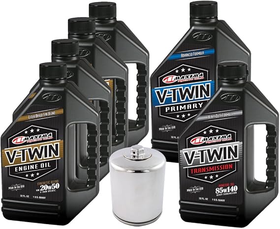 MaxHiflo VTTOCK24 Complete Engine Oil Change Kit for V-Twin Synthetic Blend Harley Davidson Twin Cam, 6 quart