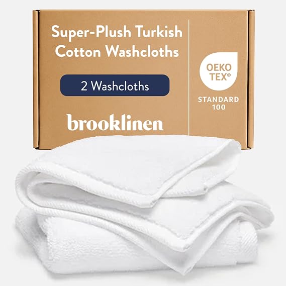 Brooklinen Super-Plush 100% Turkish Cotton Washcloths - Set of 2, White