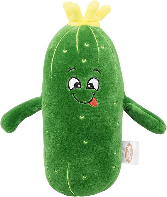 BABOLI Adorable Pickle Stuffed Animal Cucumber Plush Plant with Smile Face and Yellow Corolla Pretty Cute Plushie Toy Gifts for Any Pickle Lover 9 Inches (Naughty-S)