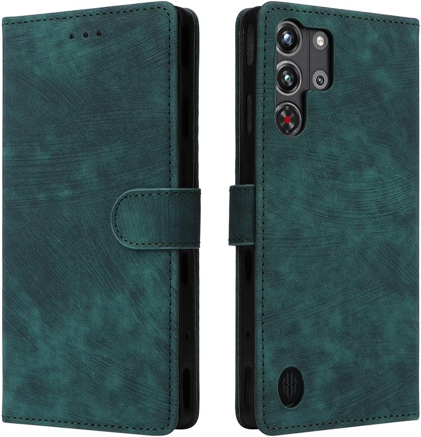 XINNI RFID Protective Phone Case for ZTE Nubia Red Magic 10 Pro, PUTPU Flip Leather Shockproof Cover, Green