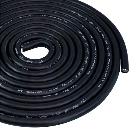 10 ft Frost Black 1/0 Gauge Amplifier Power Ground Wire 0 GA Battery Cable (10808)