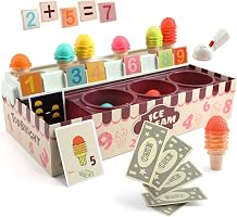 TOP BRIGHT Ice Cream Toy for Kids Ice Cream Playset Pretend Play Food Math Stacking Toys for Toddlers 2 3 4 Year Old Girls Boys Birthday Gift