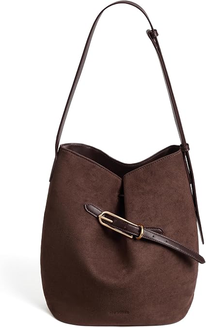 BOSTANTEN Suede Bucket Bag Soft Shoulder Purse Women Adjustable Strap