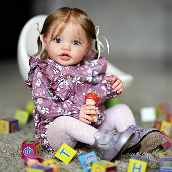 Anano Reborn Baby Dolls Toddler Girl, 24 in Realistic Silicone Baby Doll Lifelike Girl, Real Life Babys Silicone Reborn Dolls with Accessories