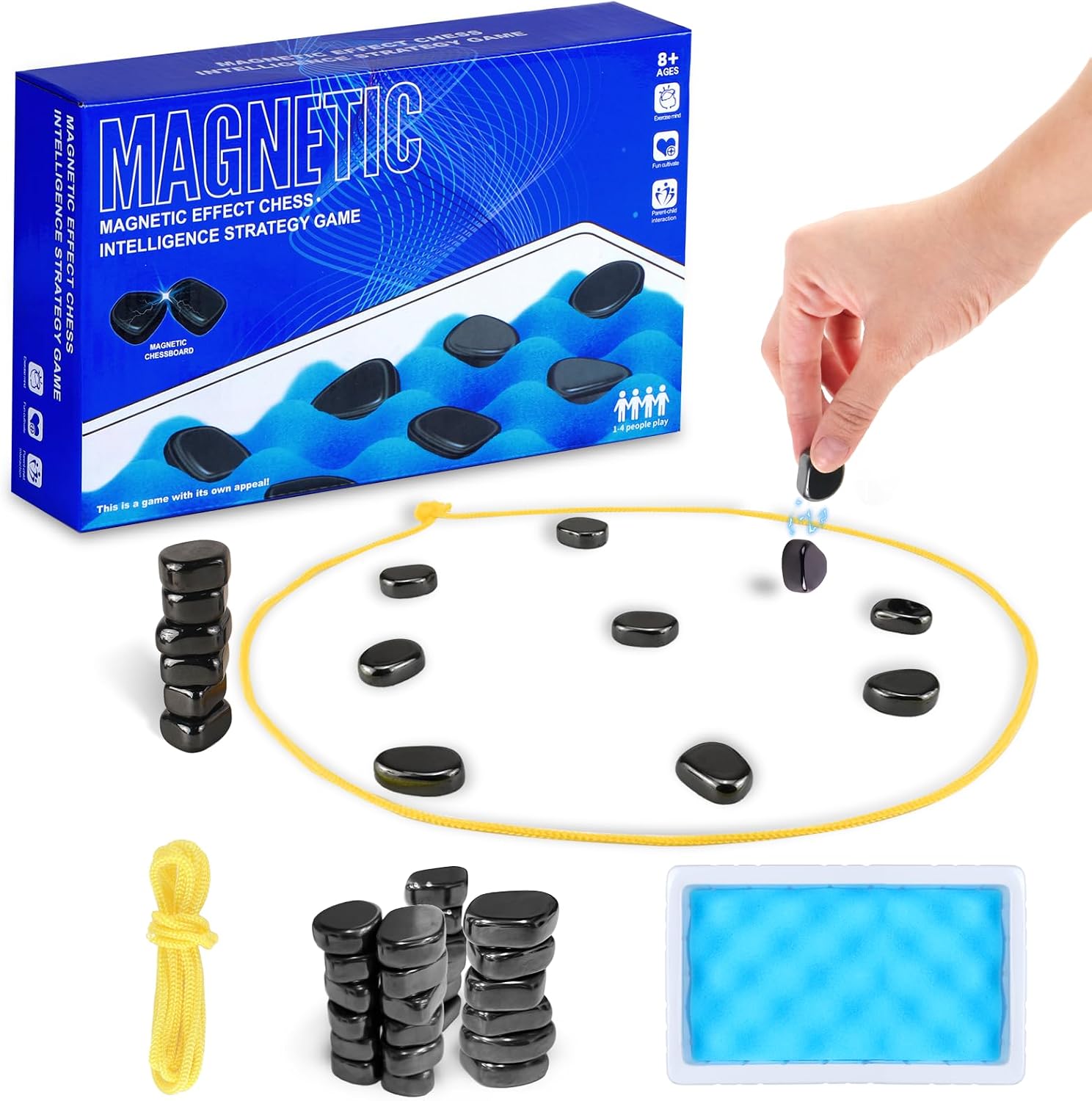 Magnetic Chess Game with Stones, Magnet Game, Puzzle Strategy Family Games, Party Travel Desktop Educational Games for Kids and Adults, Gifts for All Age, Valentines Day, Easter Gifts