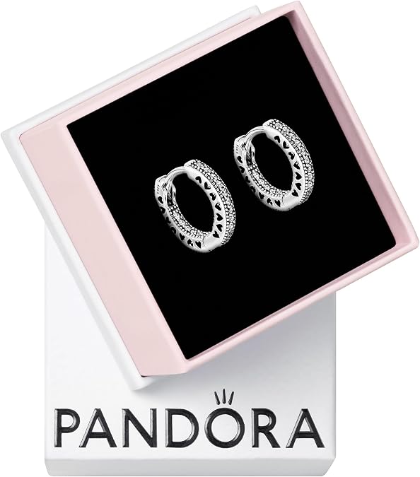 PANDORA Pave Heart Hoop Earrings