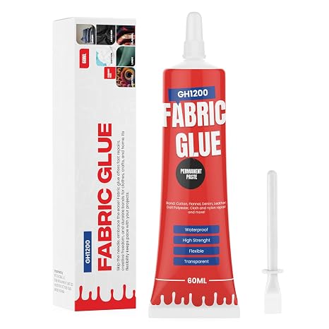60 ML Fabric Glue Permanent Craft Liquid Stitch Fabric Glue for Patches, Denim, Cotton, Fabric, Lenin & More, Flexible & Machine