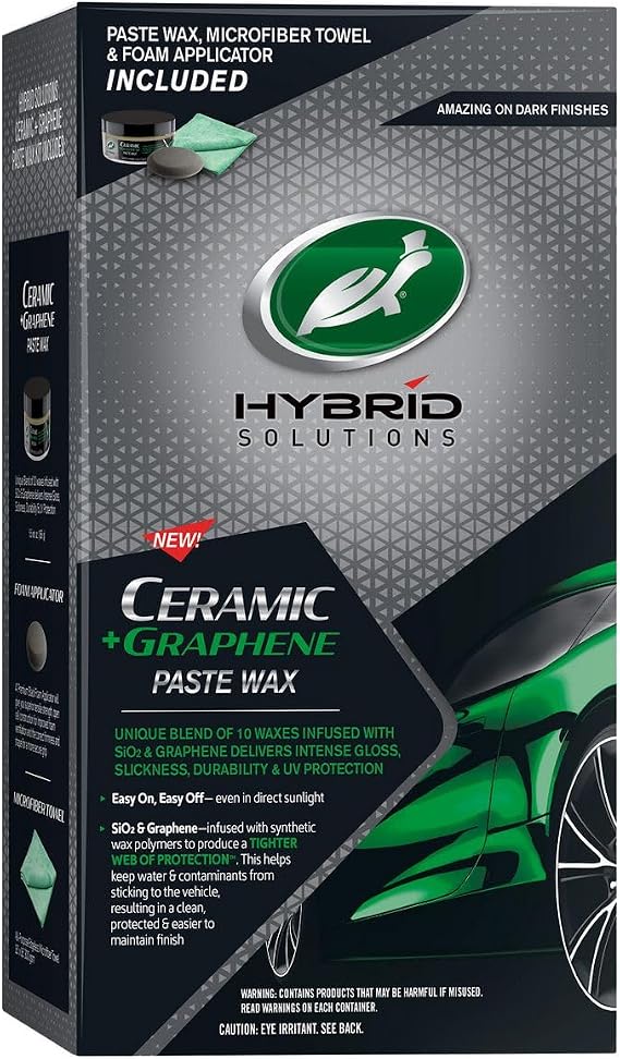 Turtle Wax Hybrid Solutions Ceramic + Graphene Paste Wax with Microfiber and Applicator Pad, Gloss And Paint Protection, (5.5oz Jar)