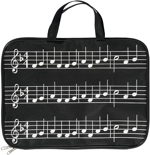 Miles Kimball Musical Note Tote Bag with Zipper, Sheet Music Briefcase,